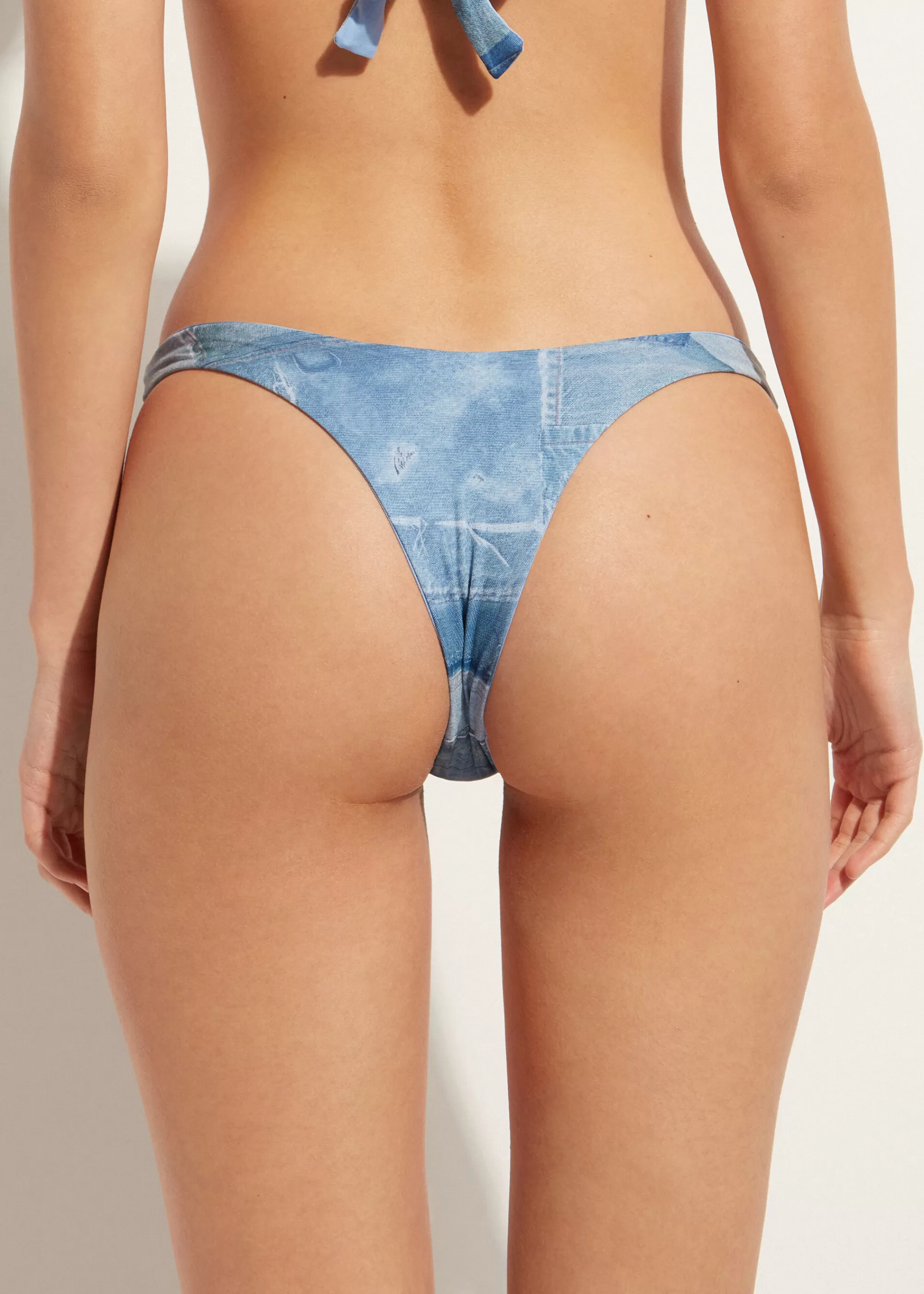 Donna Calzedonia Brasiliana Sgambata Denim Costume Ibiza