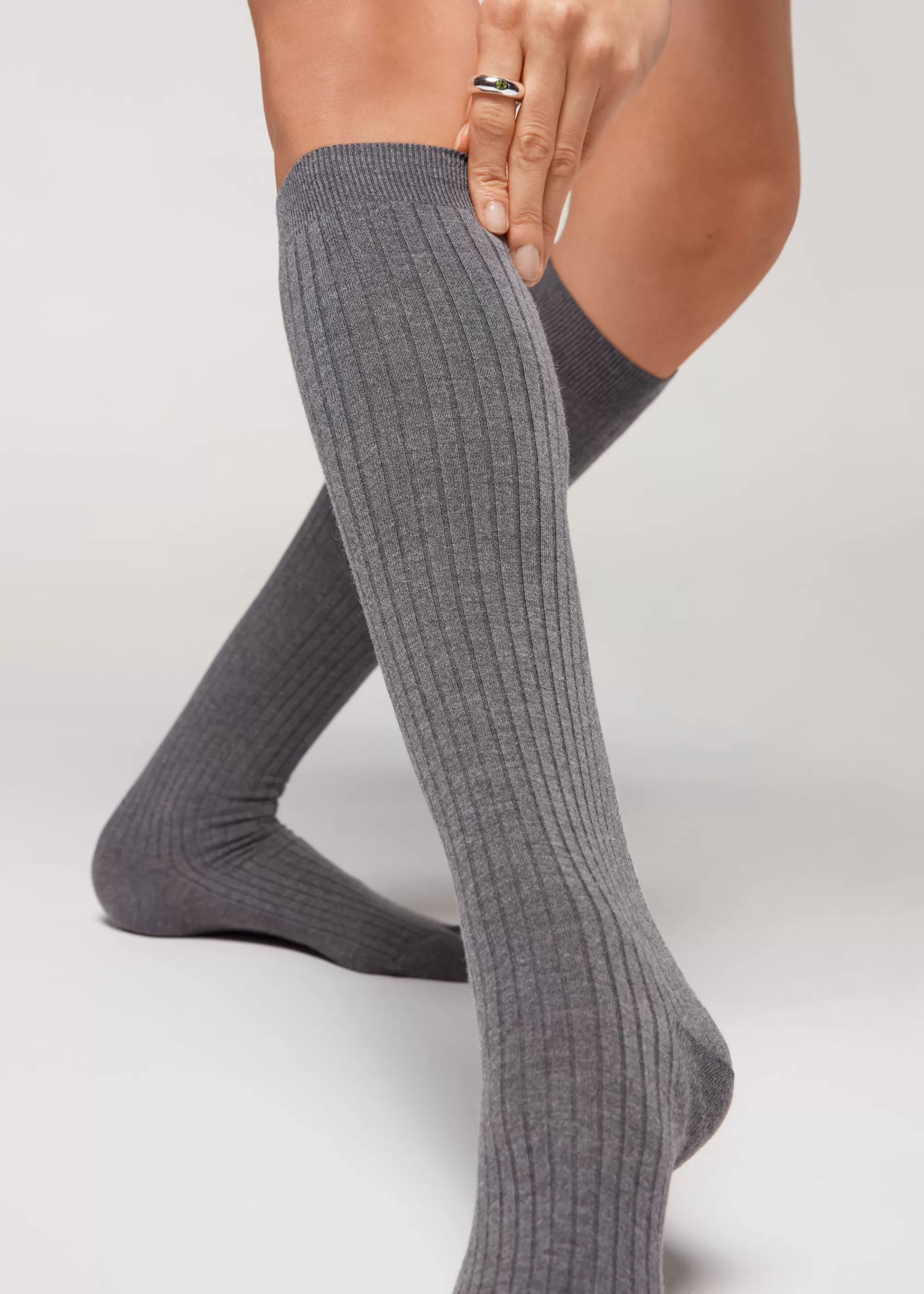 Donna Calzedonia Calze Lunghe Con Cashmere A Coste