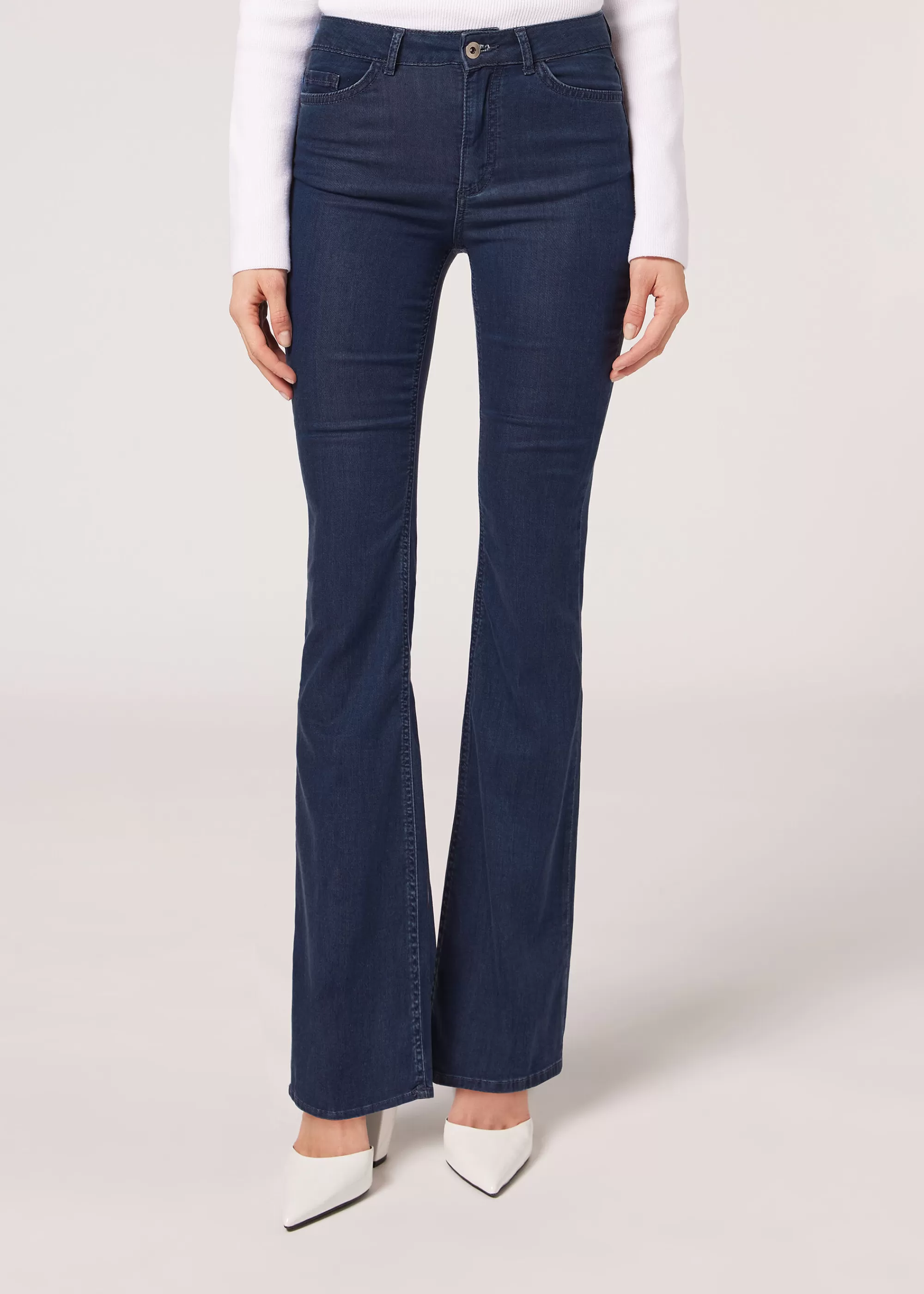 Donna Calzedonia Jeans A Zampa Light Denim Eco