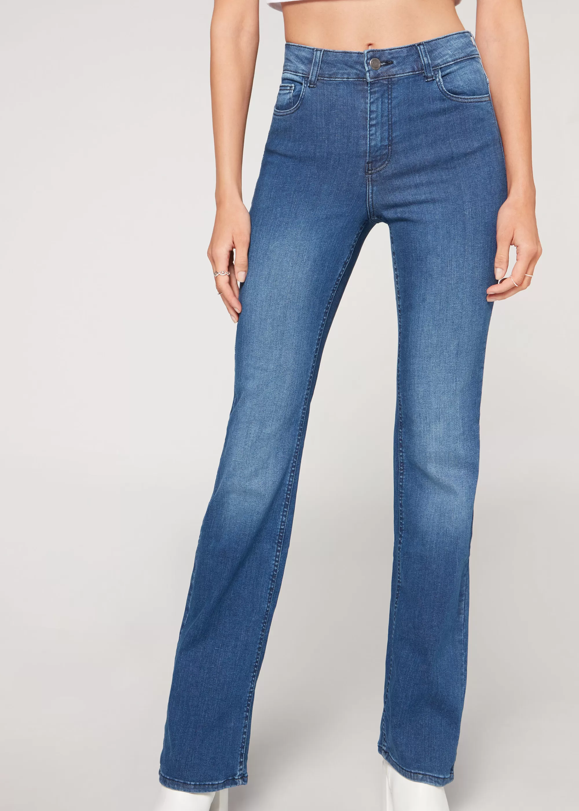 Donna Calzedonia Jeans Bootcut Vita Alta Super Flex Denim