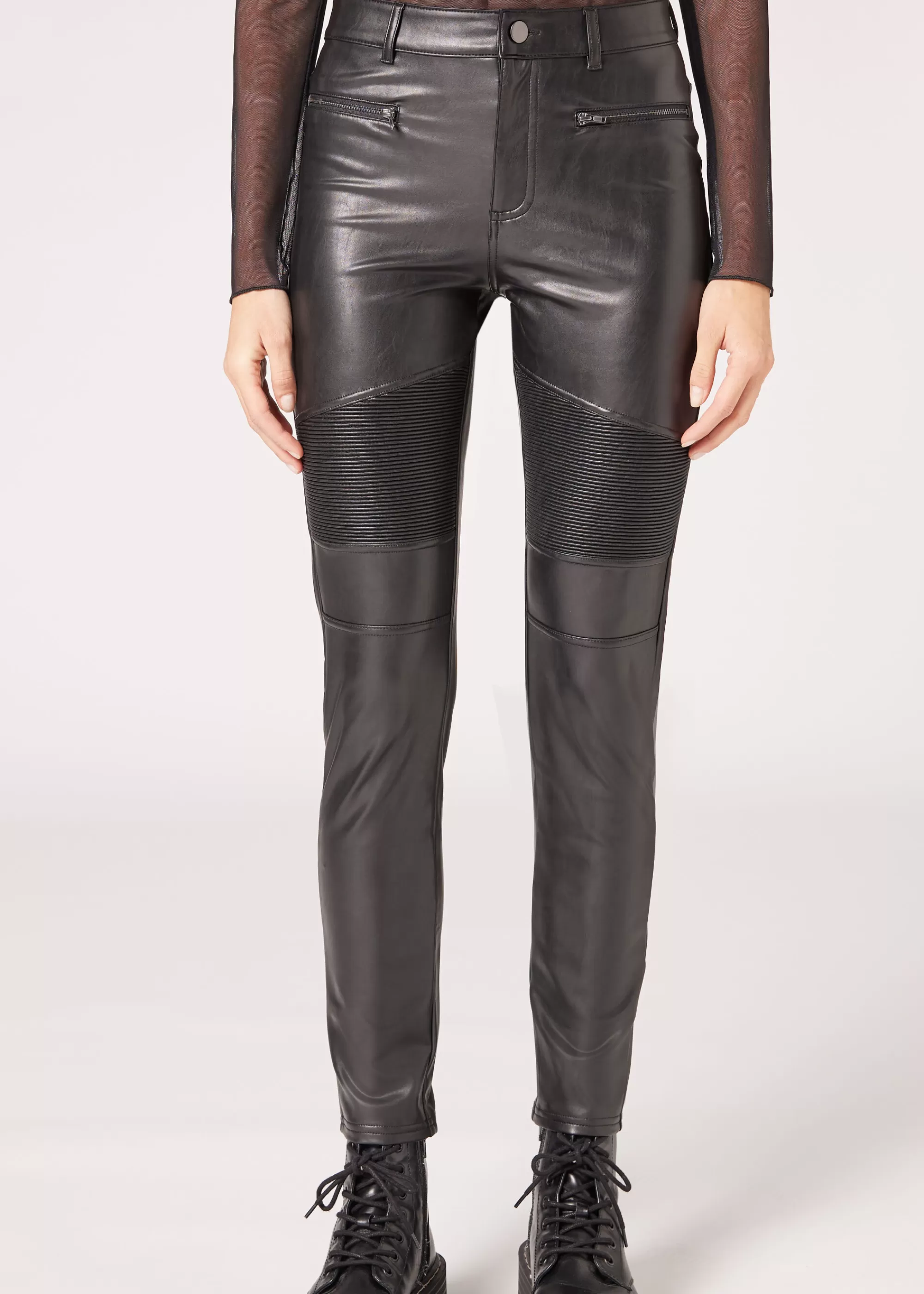 Donna Calzedonia Leggings Biker Skinny Spalmato Termico