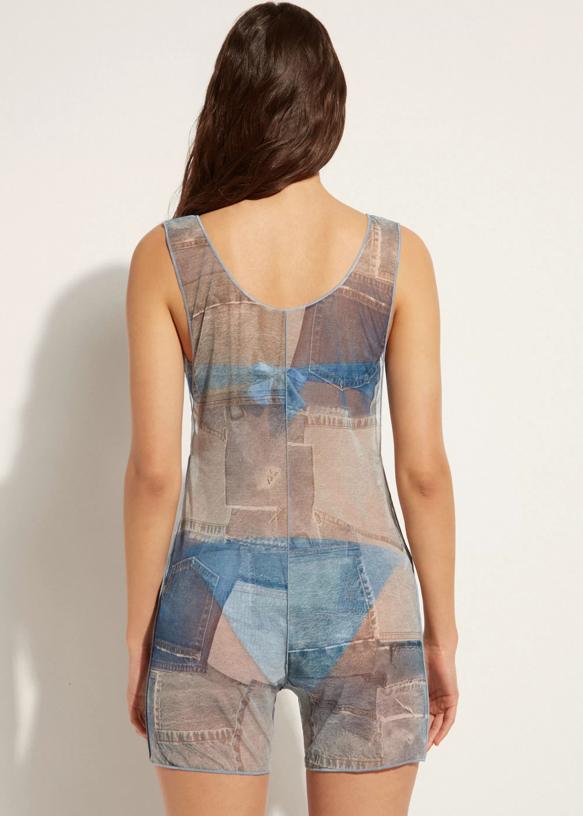 Donna Calzedonia Tuta Corta In Patchwork Denim